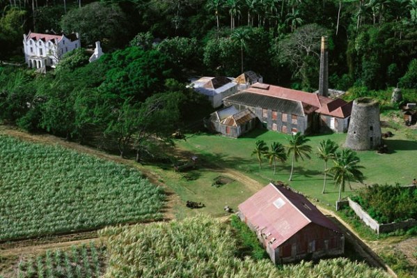 An aerial view of Saint Nicholas Abbey in Saint Philip, Barbados